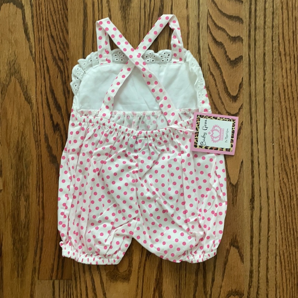 LOT OF 2 Polka Dot Ruffle Summer Rompers - Picture 5 of 5